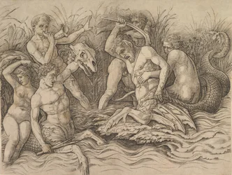 Battle of the Sea Gods Högra delen av en fris, ca. 1485-88.