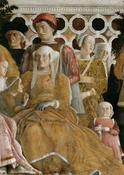 Lodovico Gonzaga med familj, Barbara av Brandenburg med två barn (fresco)