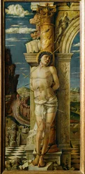Sankt Sebastian. Poplar (målning på poppelträ)