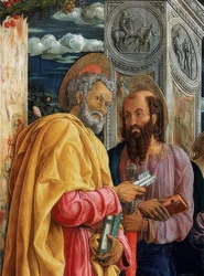 San Zeno altare. Detalj av vänster sida. 1457-1460. På bilden är Simon Petrus och Paulus från Tarsus