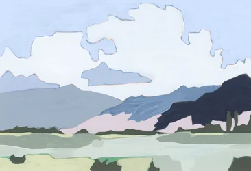 Drömsk himmel, 2023 (akryl på papper)