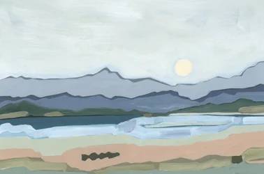 Moonrise over the valley, 2023 (akryl på papper)