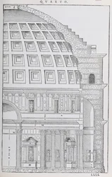 Tvärsnitt av Pantheon, illustration från en faksimilutgåva av Palladios ”I Quattro Libri dell