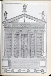 Förhöjning av templet i Nimes, illustration från en faksimilkopia av "I Quattro Libri dell