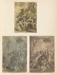 Tillbedjan av herdarna, Moses räddad från Nilen, ca. 1540-44.