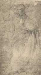 Kristus som Frälsaren håller en jordglob, från Kristus och apostlarna, ca. 1548-50.