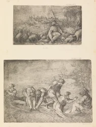Moses och den brinnande busken, det mirakulösa draget av fiskar, ca. 1544-48.