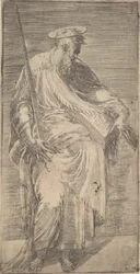 Sankt Paulus håller ett svärd och en bok, från Kristus och apostlarna, 1540-63.