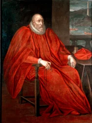 Porträtt av Simone Spinola (1522-1569, Doge of Genes mellan 1567 och 1569) Målning av Andrea Semino (1526-1594) 1568-1569 Sön. 128x170 cm Privat samling