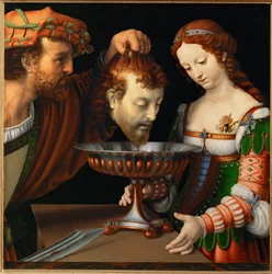 Salome med Johannes Döparens huvud, ca 1501-20 (målning på trä)