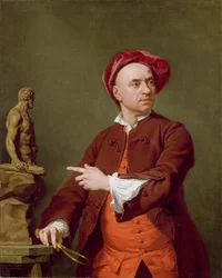 John Michael Rysbrack modellerar sin terrakottastaty av Hercules, 1753