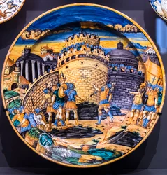 Skål: Sebas död, ca 1560 (majolika)