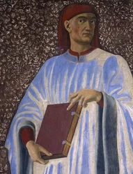 Giovanni Boccaccio (1313-75) från Villa Carducci-serien av kända män och kvinnor (detalj), c.1450 (fresk på duk)