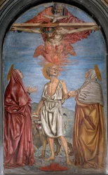 Helig treenighet med Gud, Jesus Kristus och den helige Ande (Helig Ande) Fresk av Andrea del Castagno (ca 1421-1457) Dim 296x180 cm Basilica della Santissima Annunziata, Florens