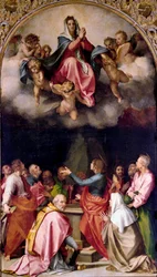 Assumption Passerini-målning av Andrea del Sarto (1486-1531) 1522 Dim.379x222 cm Florens, Palazzo Pitti