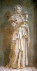 La Faith Fresco av Andrea del Sarto (1486-1531) 1522 Dim.194x110 cm Florens, Chiostro dello Scalzo