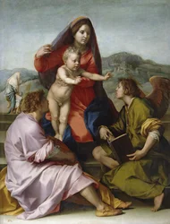 Madonna och barn med Saint Matthew och ängeln