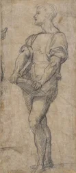 Stående ungdom som håller i en bok, ca 1515