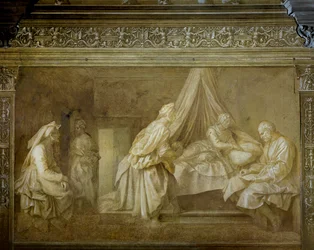 Berättelser om St John av Andrea del Sarto (1486-1530), fresk, detalj, Cloister of Scalzo, Florens