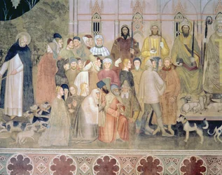 The Church Militant and Triumphant, detalj, från det spanska kapellet, c.1369