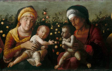 Den hellige familie med de hellige Elisabeth, John og Zachary, detaljeret gift