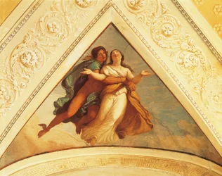 Ram med kvicksilver, fresk av Andrea Appiani (1754-1817), Villa Reale, Monza, Italien