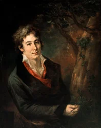Porträtt av den italienske poeten och dramatikern Ugo Foscolo (1778-1827) Målning av Andrea Appiani (1754-1817)