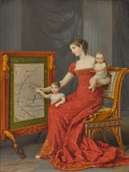 Prinsessan Augusta av Bayern (1788-1851), hertiginna av Leuchtenberg, med döttrarna Joséphine och Eugénie