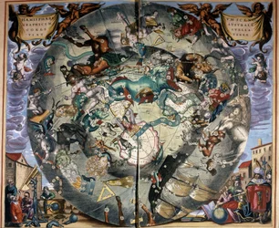 Representation av södra halvklotet av Cellarius. 1600-talsbok.