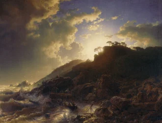 Solnedgång efter en storm på Siciliens kust, 1853
