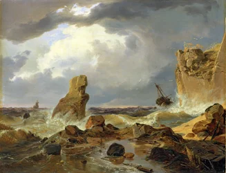 Surf på en klippig kust
