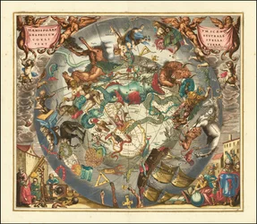 1660 års himmelskarta över den södra himlen, som illustrerar konstellationerna på södra halvklotet