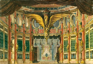 Scenografi för operan Bronshästen av D. Auber, 1837