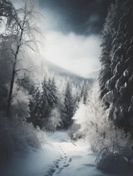 Snöig skogsstig