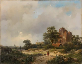 Landskap med ruinerna av Brederode slott i Santpoort