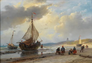 Liv och rörelse på stranden i Scheveningen