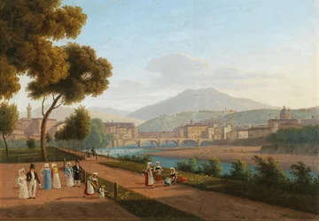 Florens, utsikt över Ponte Vecchio, 1826.