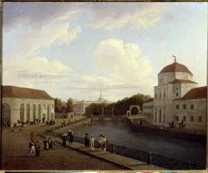 Michelpalatset i Sankt Petersburg. (Mikaelspalatset i St Petersburg). Målning av Andrei Yefimovich Martynov (1768-1826), olja på duk