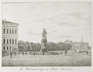 Utsikt över Marsfältet och Suvorovmonumentet i Sankt Petersburg, 1821-1822