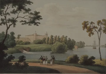 Utsikt över Gatchina-palatset, 1821