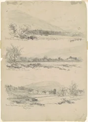 Catskill Mountains, Round-Top i fjärran; Catskills ser norrut från Palenville; och Round Top, Catskills, från vägen till Bracketts [verso]