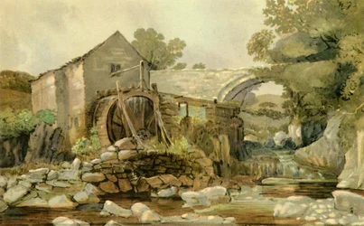 "Mill Bridge and Waterfall", början av mitten av 1800-talet, 1947.