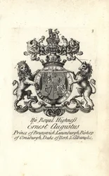 Vapen och vapen av HKH Ernest Augustus, prins av Brunswick Luneburg, biskop av Osnaburgh, hertig av York och Albany