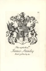 Vapensköld och vapen av höger ärade James Stanley