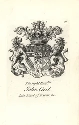 Vapensköld och vapen av höger ärade John Cecil, 6:e Earl of Exeter