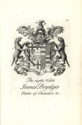 Vapen och vapen av den högra adelige James Brydges, hertig av Chandos
