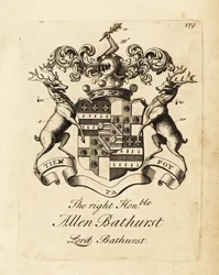 Vapensköld av den högra ärade Allen Bathurst, Lord Bathurst