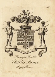 Vapensköld av den högra ärade Charles Bruce, Lord Bruce, 3:e earl av Ailesbury, 4:e earl av Elgin