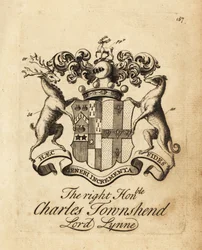 Vapensköld av den högra ärade Charles Townshend, Lord Lynne, 3:e Viscount Townshend