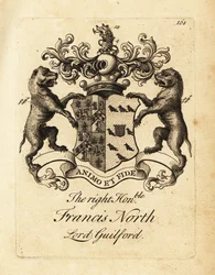 Vapensköld av den högra ärade Francis North, Lord Guilford, 2nd Baron Guilford